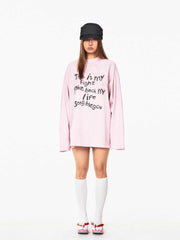 Distressed Letters T-shirt Loose Casual Bottoming Top