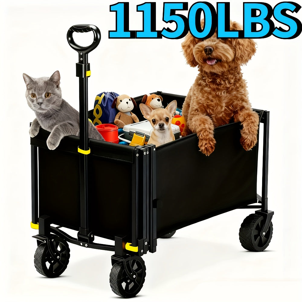 680LBS/550LBS/350LBS Christmas Sports Equipment Transporter, Folding Cart with Fully Portable Tires, Strong Load Capacity, Heavy Duty Multi-Purpose Cart with Transport Rack, Suitable for Beach, Garden