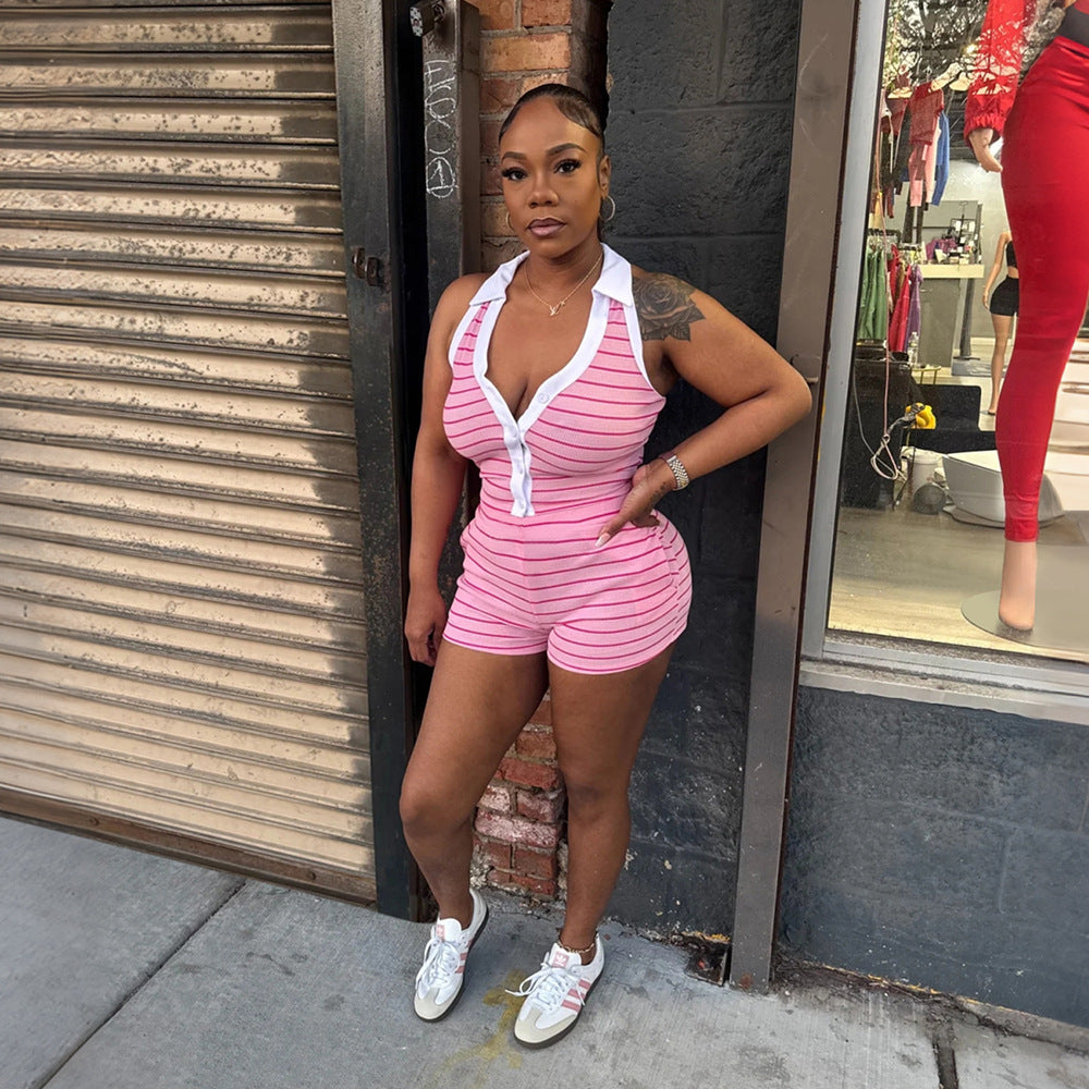 Women's Printed Halterneck Top & Shorts Set