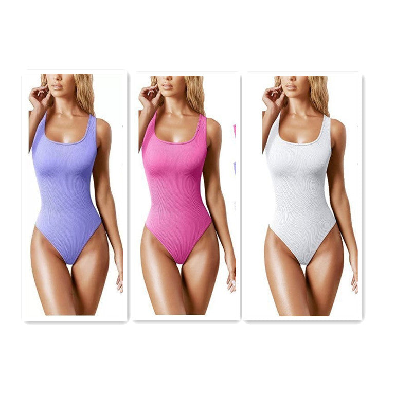 Women's U-Neck Sleeveless Fitted Romper Jumpsuit