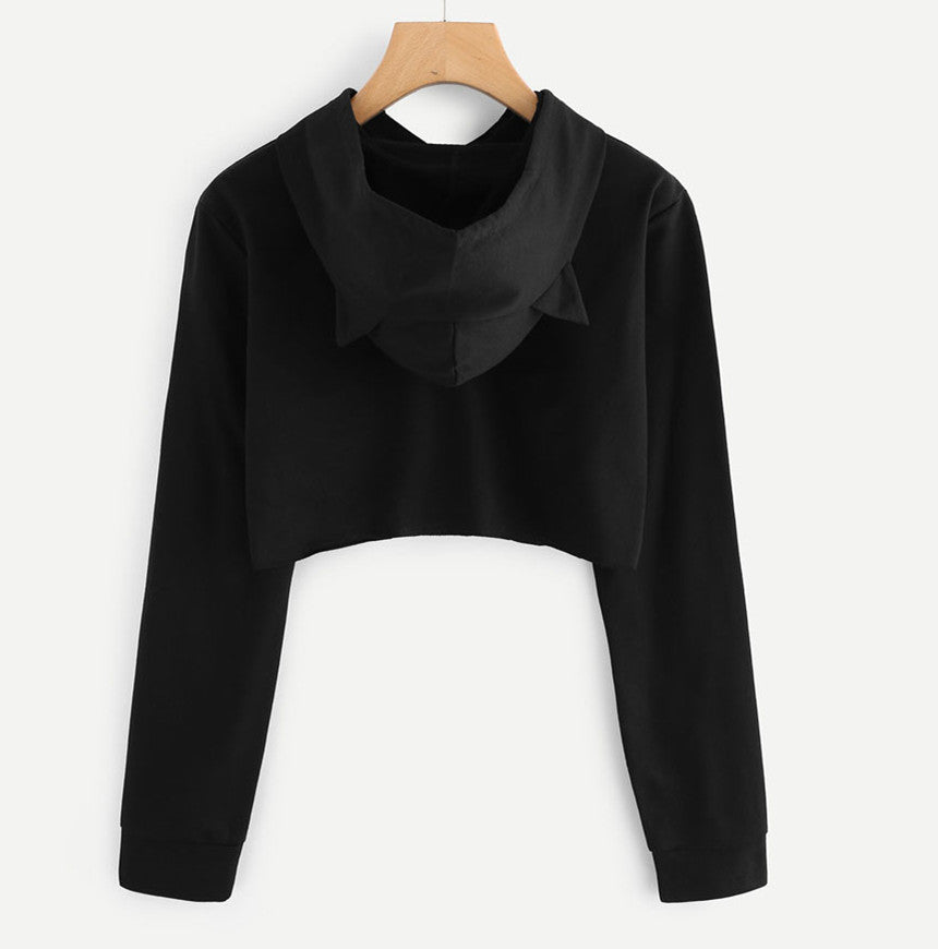 Cute Cat Ear Cropped Navel Sweater