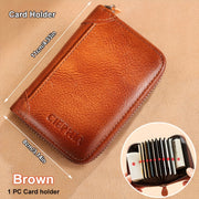 RFID Blocking Trifold Leather Wallet – Cowhide, Vintage Short Design with Money Clip and 2 ID Windows
