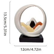 Zen mountain peak resin ornament with crystal ball dome for tabletop decor