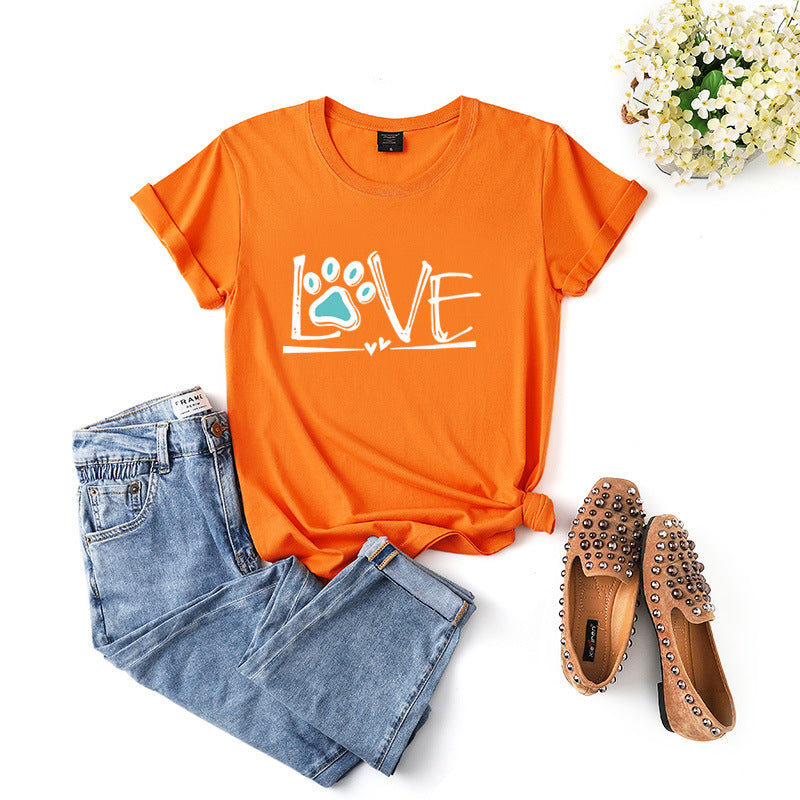 Chic Plus Size Letter Print Loose Cotton T-Shirt