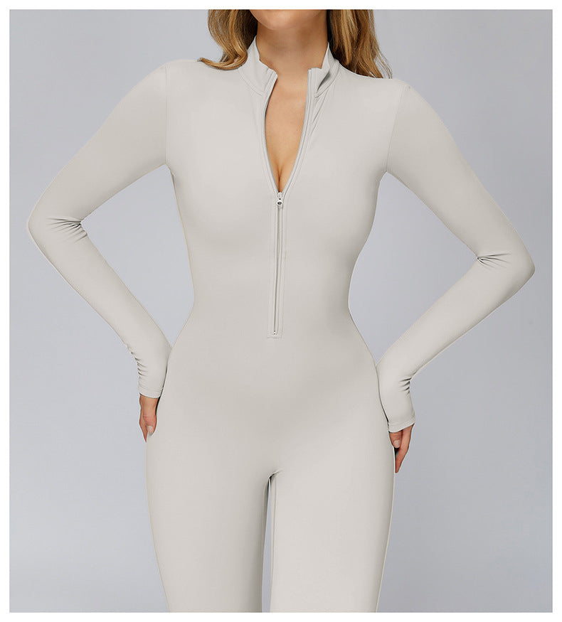 Thermal Fleece Zip-Up Fitness Bodycon Pants