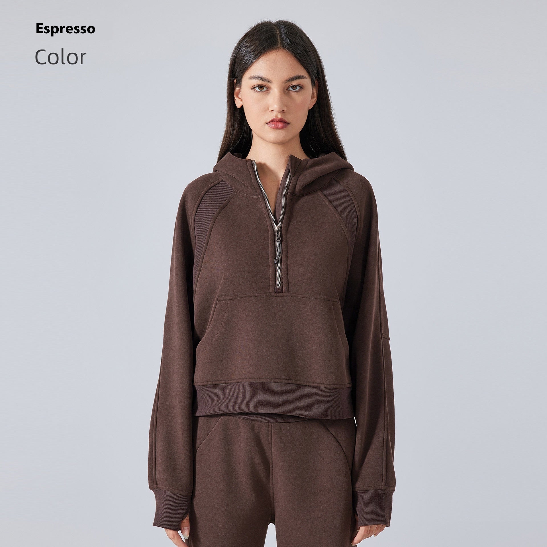 Fleece-Lined Half-Zip Yoga Hoodie for Warmth & Comfort
