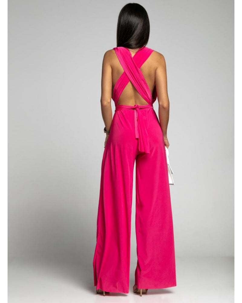 Deep V-neck Sleeveless Backless Siamese Suit