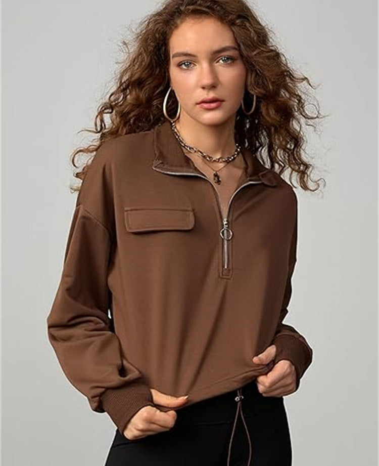 Women's Casual Long Sleeve Half-Zip Sweatshirt