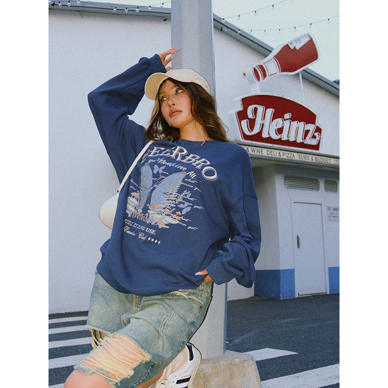 Retro Butterfly Embroidered Pullover Sweater