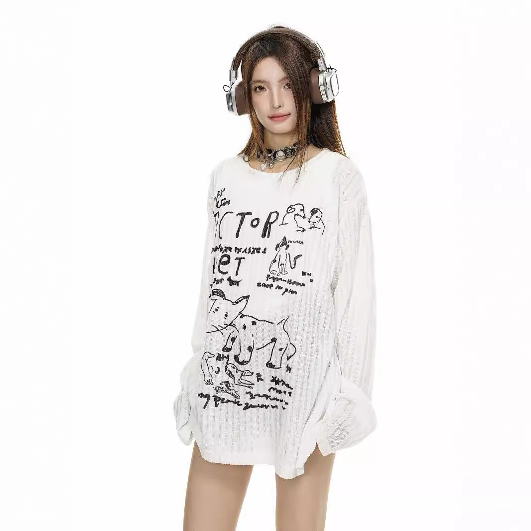 Retro Animal Print Streetwear Pullover Hoodie