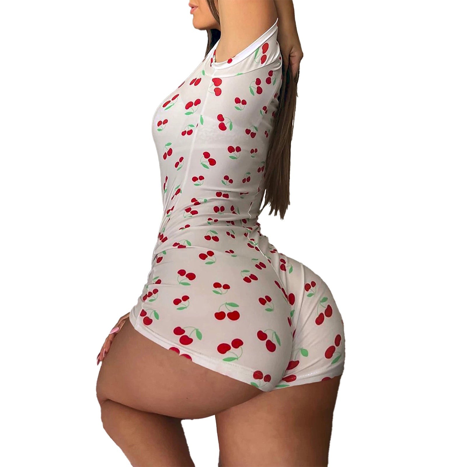 Slim-Fit V-Neck Short Sleeve Romper with Shorts