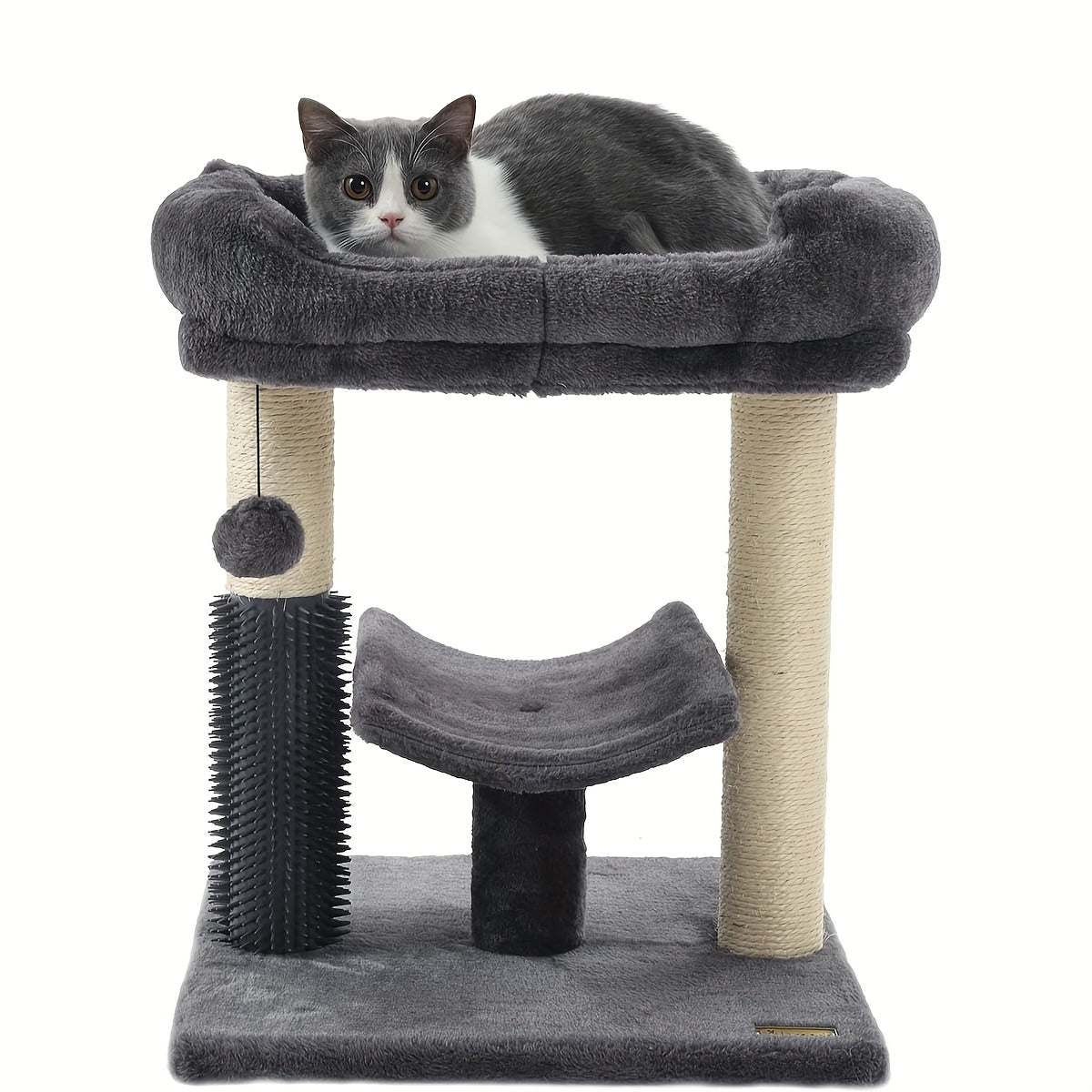 Multi-level Cat Tree Tower For Indoor Cats - Sturdy Scratching Posts, Plush Basket & Perch, Dangling Ball Toy - Modern Sleek Design For Play, Rest & Mental Stimulation, Indoor Cat Tower,