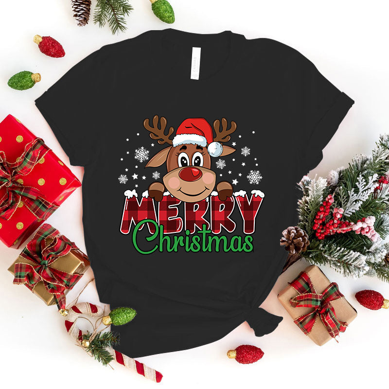 Cute Merry Christmas Printed Tee - Festive Holiday Shirt