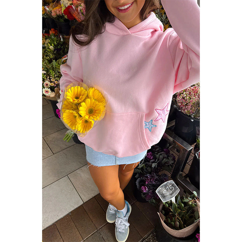 Trendy Embroidered Hooded Pullover Sweater for Women