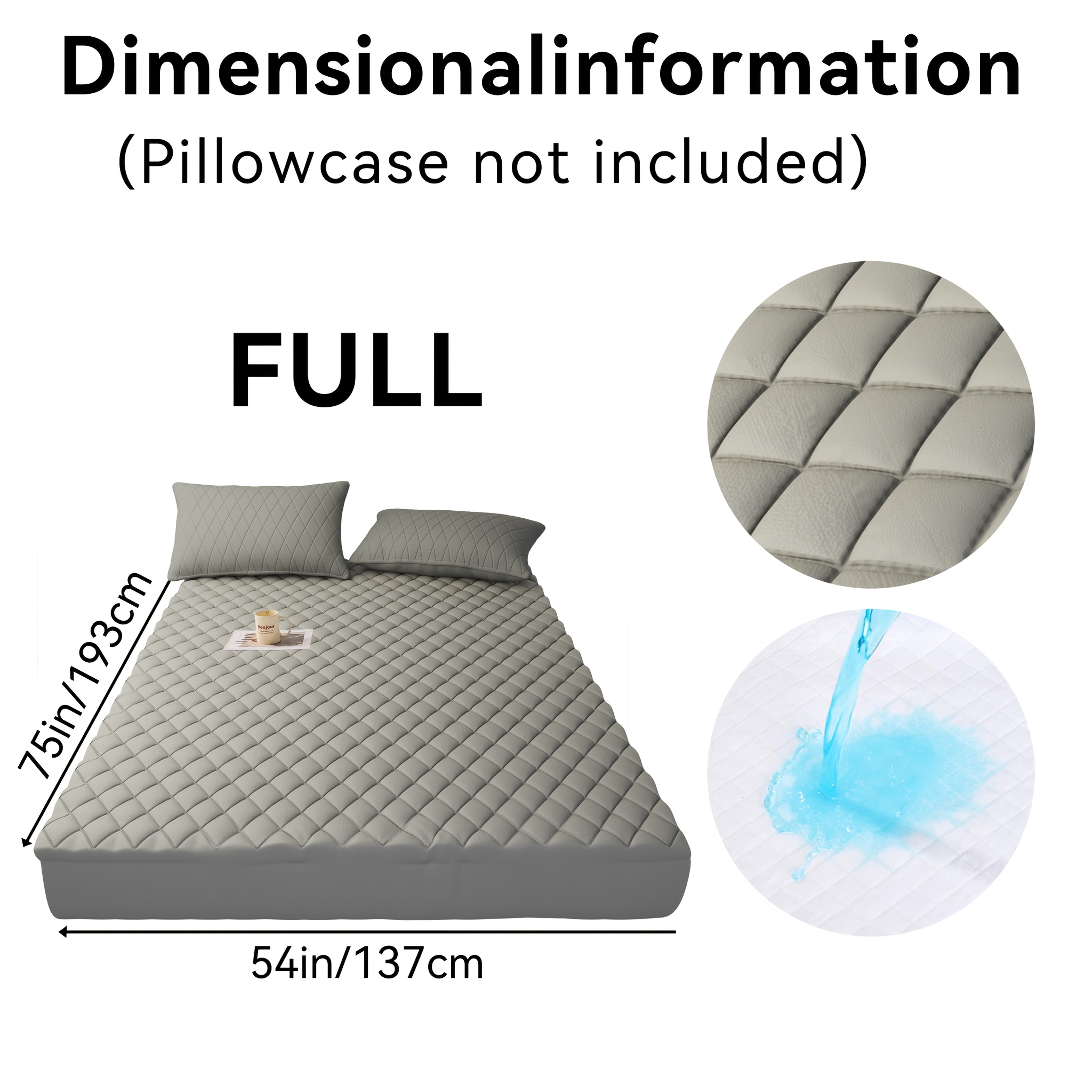 Waterproof Mattress Protector Quilted Thickened Comfortable Bedspread Layer with Deep Pocket Design, Warm Breathable Bedding for Bedroom Guest Room Hotel, Great for Holiday Gifts Black Friday And...