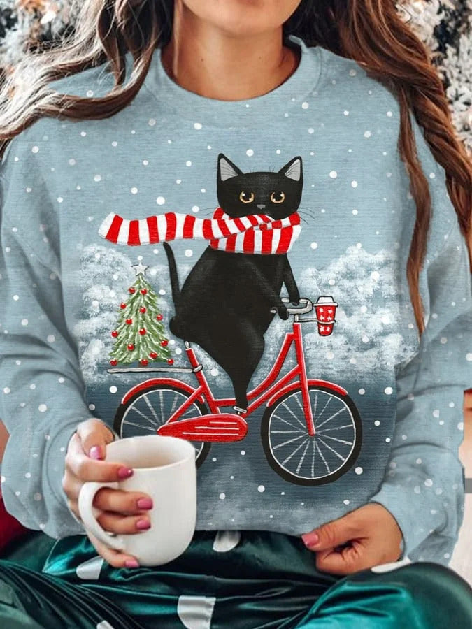 Women's Casual 3D Print Loose Pullover Sweater