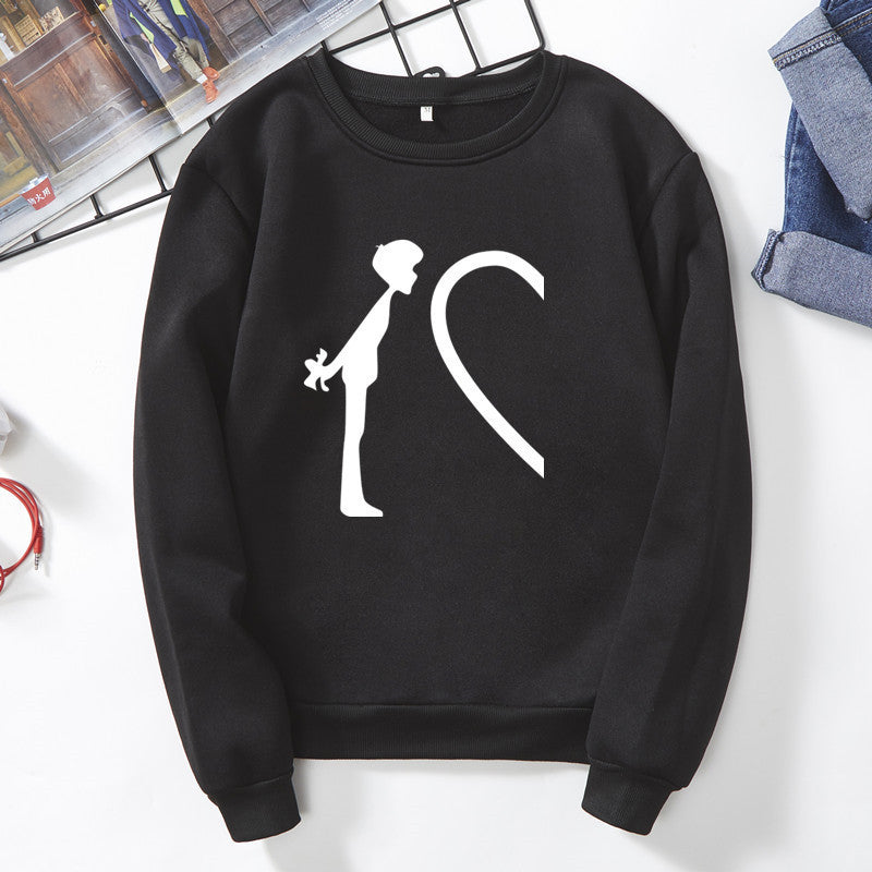 Couple Print Crew Neck Pullover Sweatshirt Men And Women