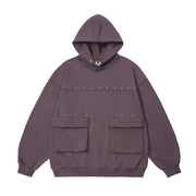 Men's Streetwear Hooded Terry Sweater with Rivets