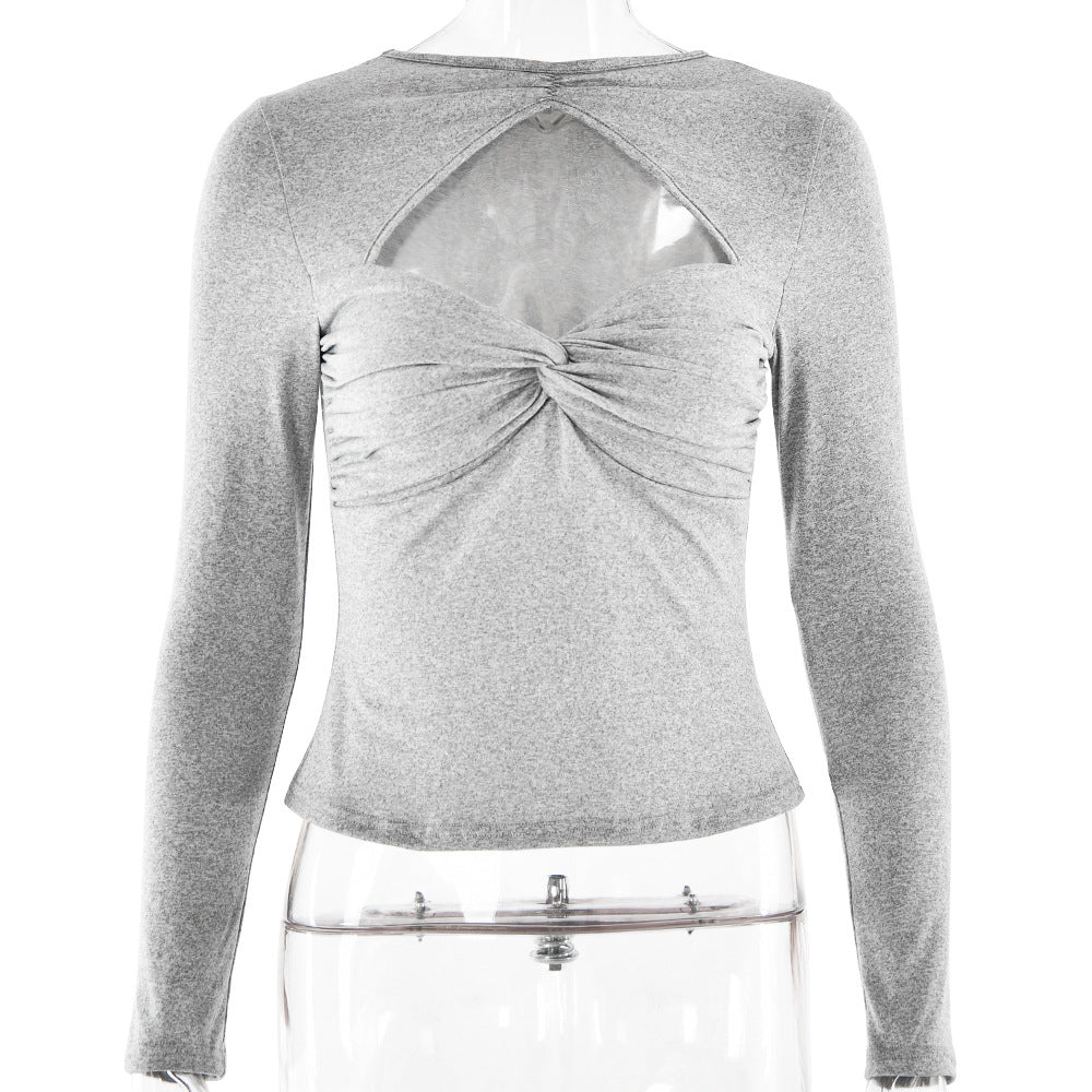 Women's Slim-Fit Twist Long Sleeve T-Shirt