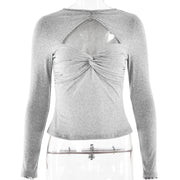 Women's Slim-Fit Twist Long Sleeve T-Shirt