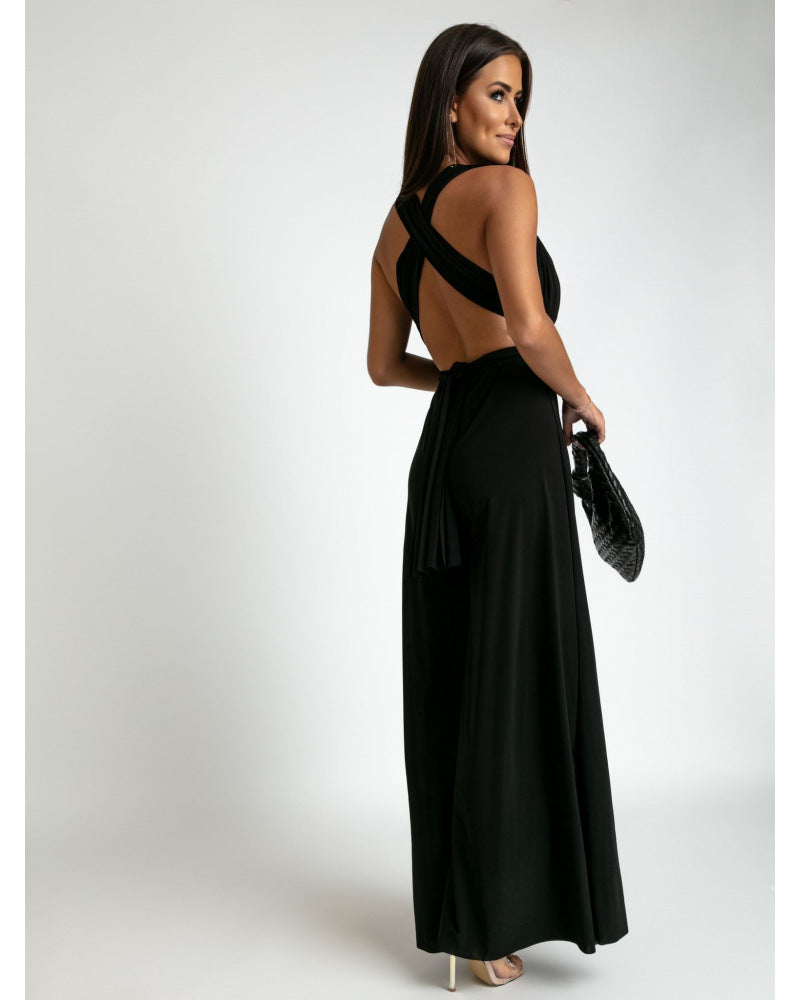 Deep V-neck Sleeveless Backless Siamese Suit