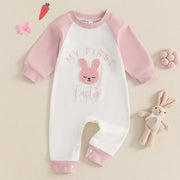 Cute Cartoon Color-Block Baby Romper Jumpsuit