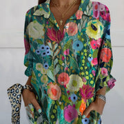 Women's Versatile And Loose Fitting Half-Sleeve Printed Shirt