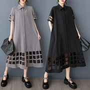 Loose-fitting, Plus-size Casual Dress with Mesh Paneling