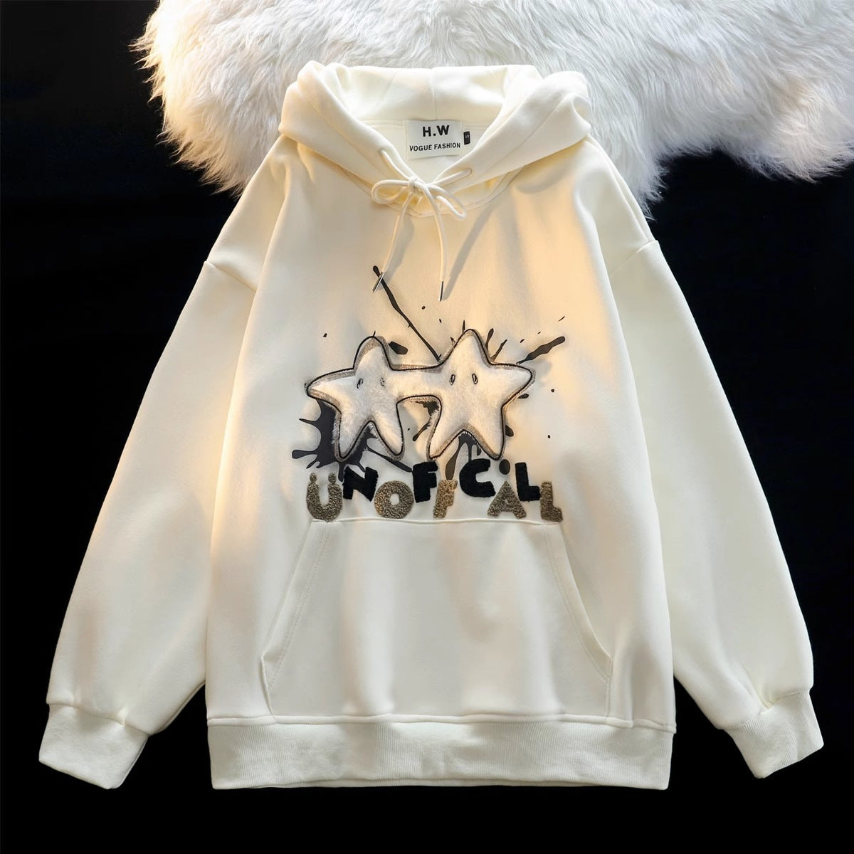 Women's Streetwear Flocked Star Graphic Hoodie