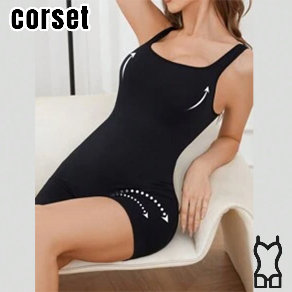 Women's Wide Strap Body Shaper Bodysuit - Tummy Control & Butt Lifter Shapewear With Push-Up Bust Support, Waist Cincher Corset For Postpartum Recovery & Firming