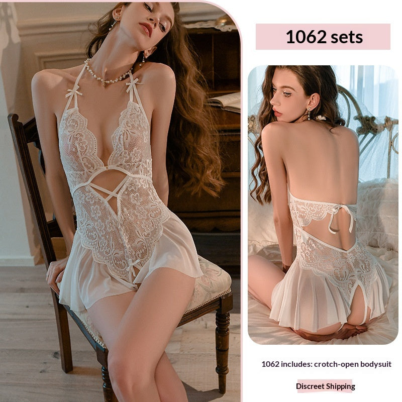 Seductive Lace Halter-Neck Bodysuit