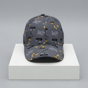 Spring/Summer Baseball Cap for Boys (Ages 3-8) – All-Over Cartoon Mechanical Vehicle Print, Adjustable Fit with Breathable Mesh