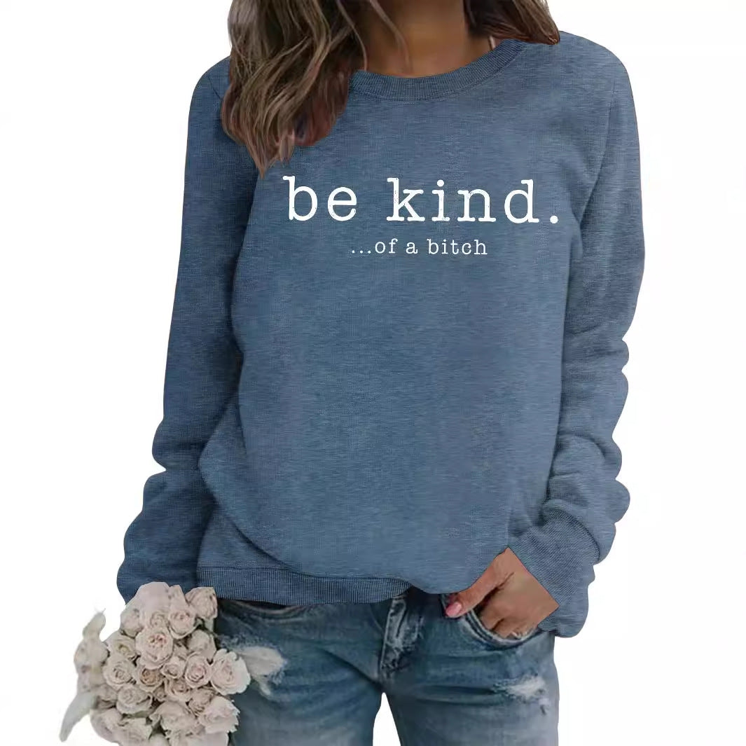 Women's Casual Printed Round Neck Pullover Hoodie