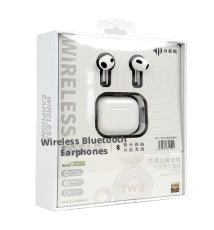 Wireless Bluetooth Headset, Flat Ear Design, White