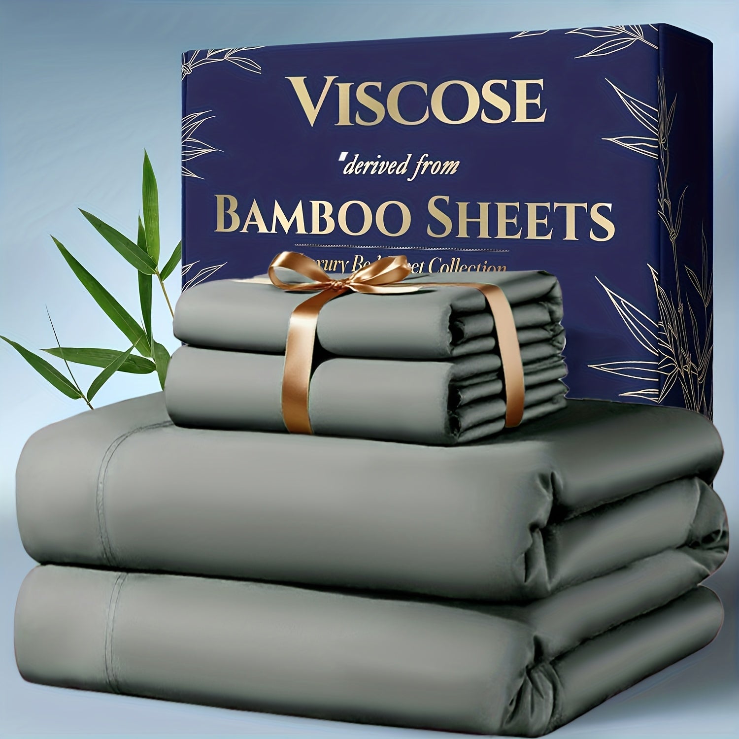 3‑Piece Bamboo Cooling Bedding Set – Extra Deep Pocket, Breathable & Cooling, Includes Pillowcase, Flat Sheet & Fitted Sheet, Queen & King
