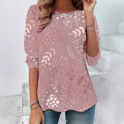 3D Print Long‑Sleeve Crewneck Top – Trendy Streetwear for Women