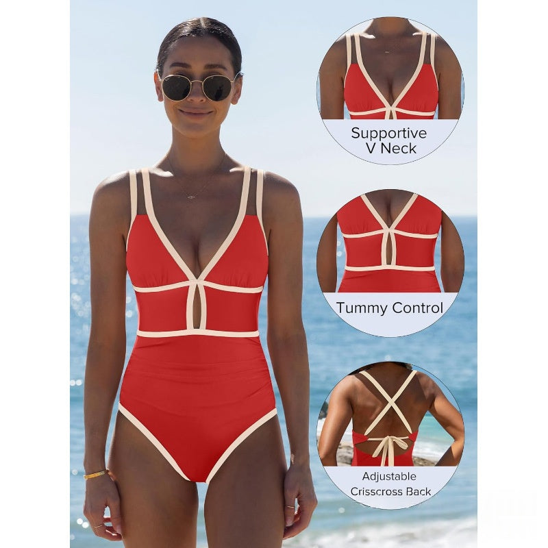 Color Block Sexy Flattering Swimsuit For Women