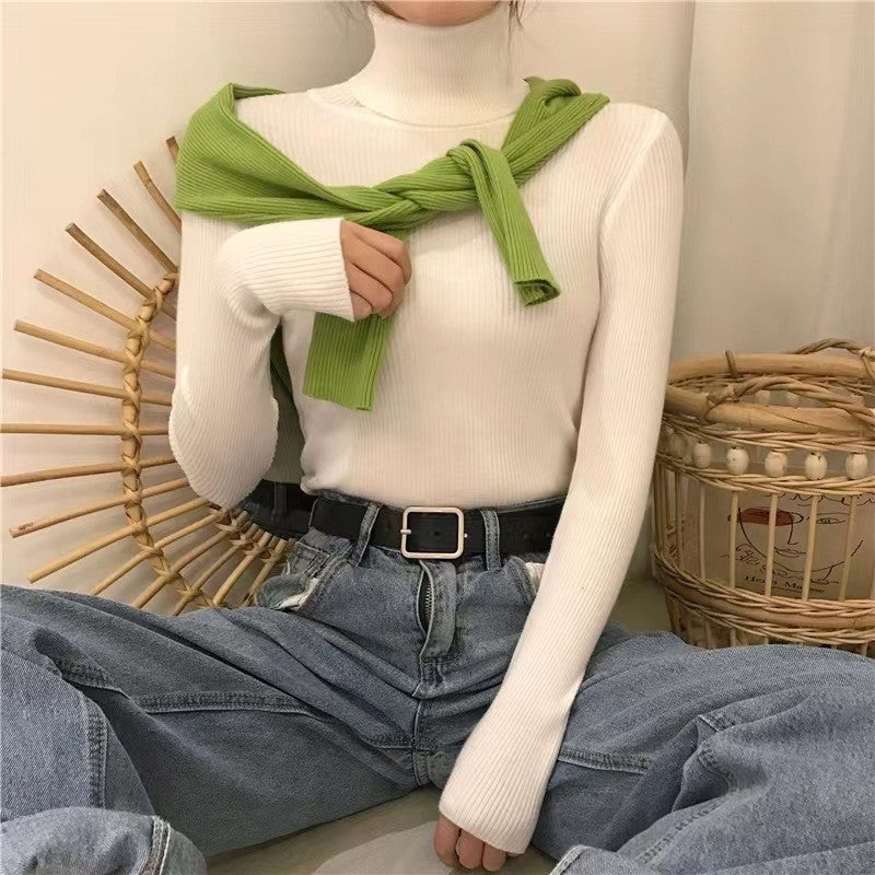 Slim-Fit Mock Neck Long-Sleeve Layering Sweater