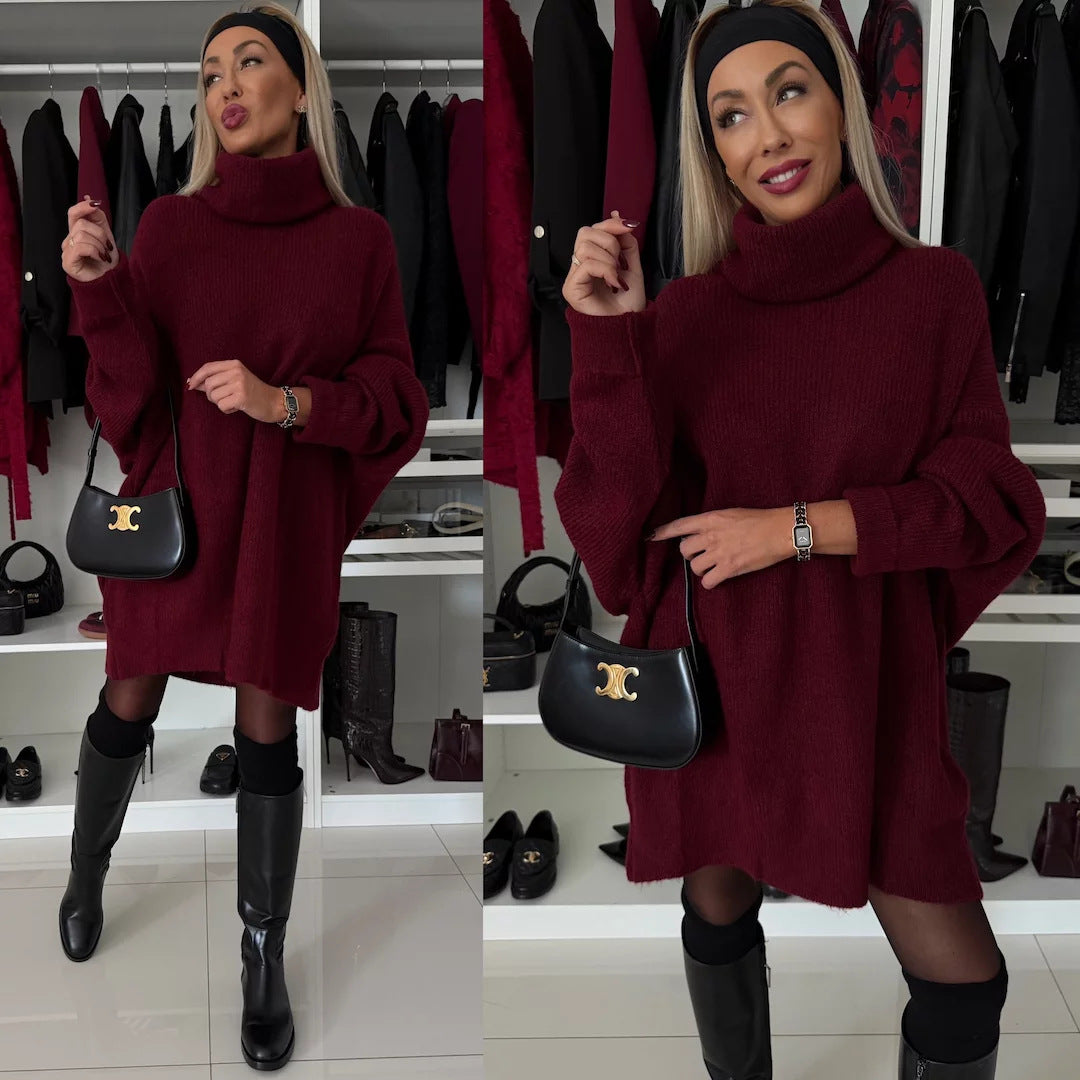 Women's Turtleneck Long Sleeve Knitted Long Sweater