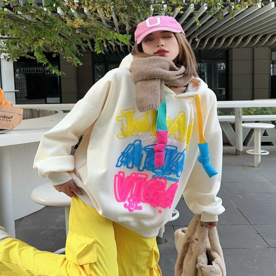 Cozy Velvet Padded Loose Casual Hoodie for Women