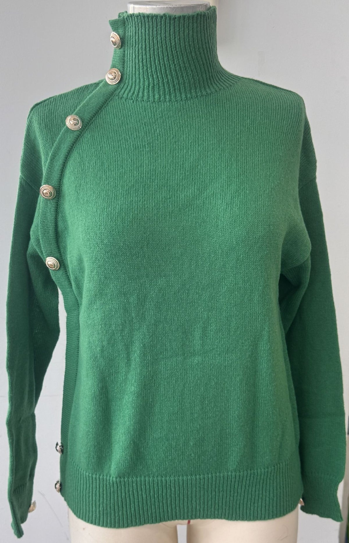 Women's Decorative Button Turtleneck Sweater