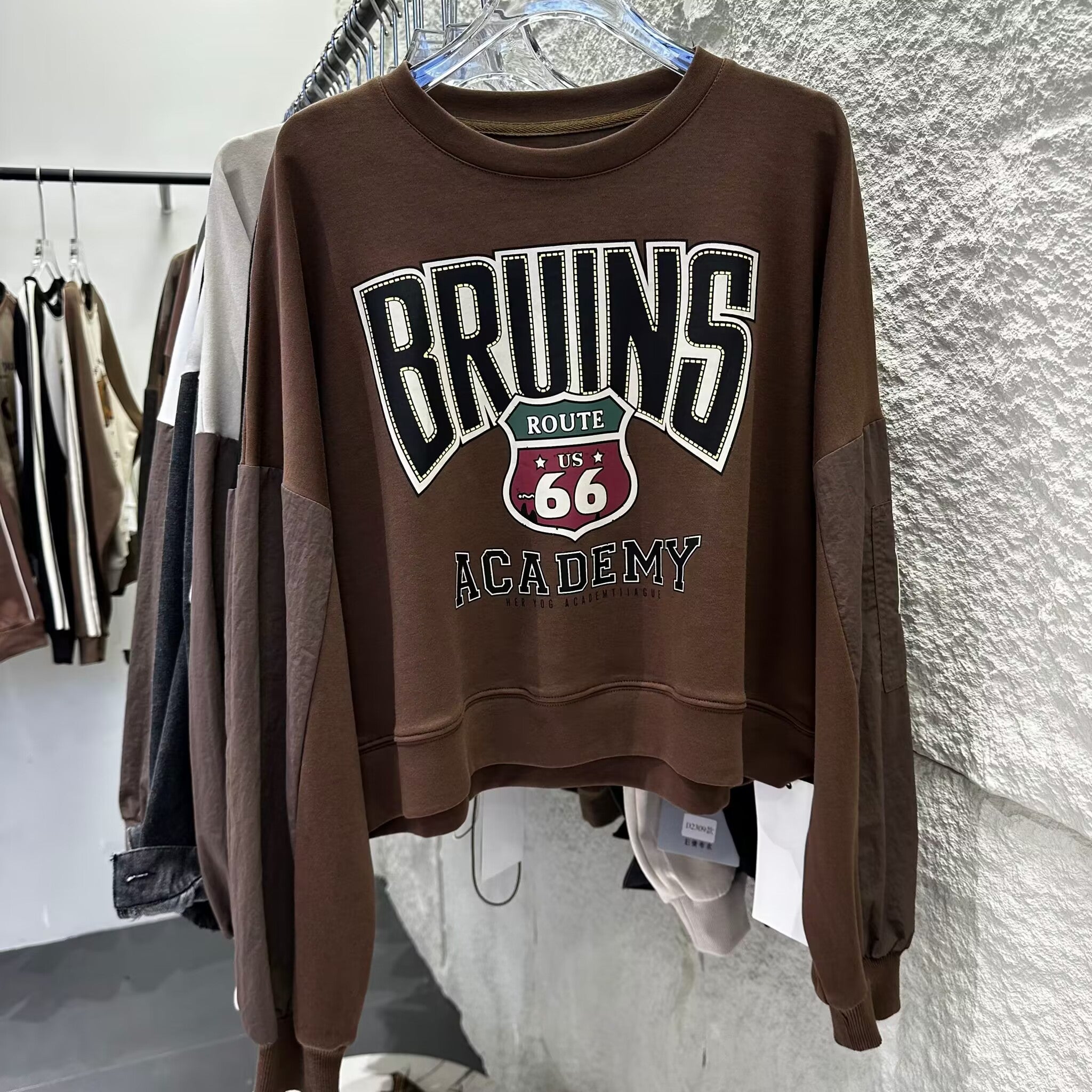 Letter Printed Loose Patchwork Long Sleeved Pullover For Women
