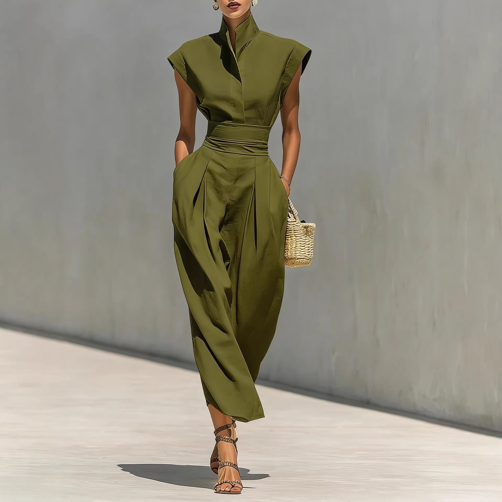 Womens New SpringSummer High-Waisted Midi Skirt