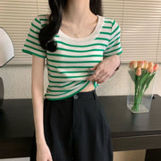 Casual Slim-Fit Striped Short-Sleeve Tee