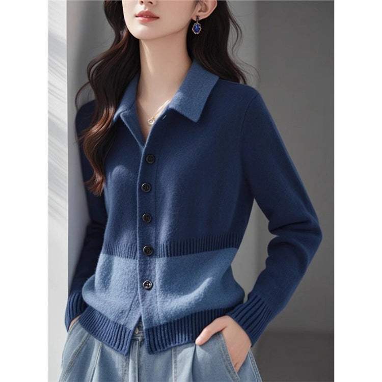 Fashionable Stylish Minority All-match Idle Style Blue Sweater
