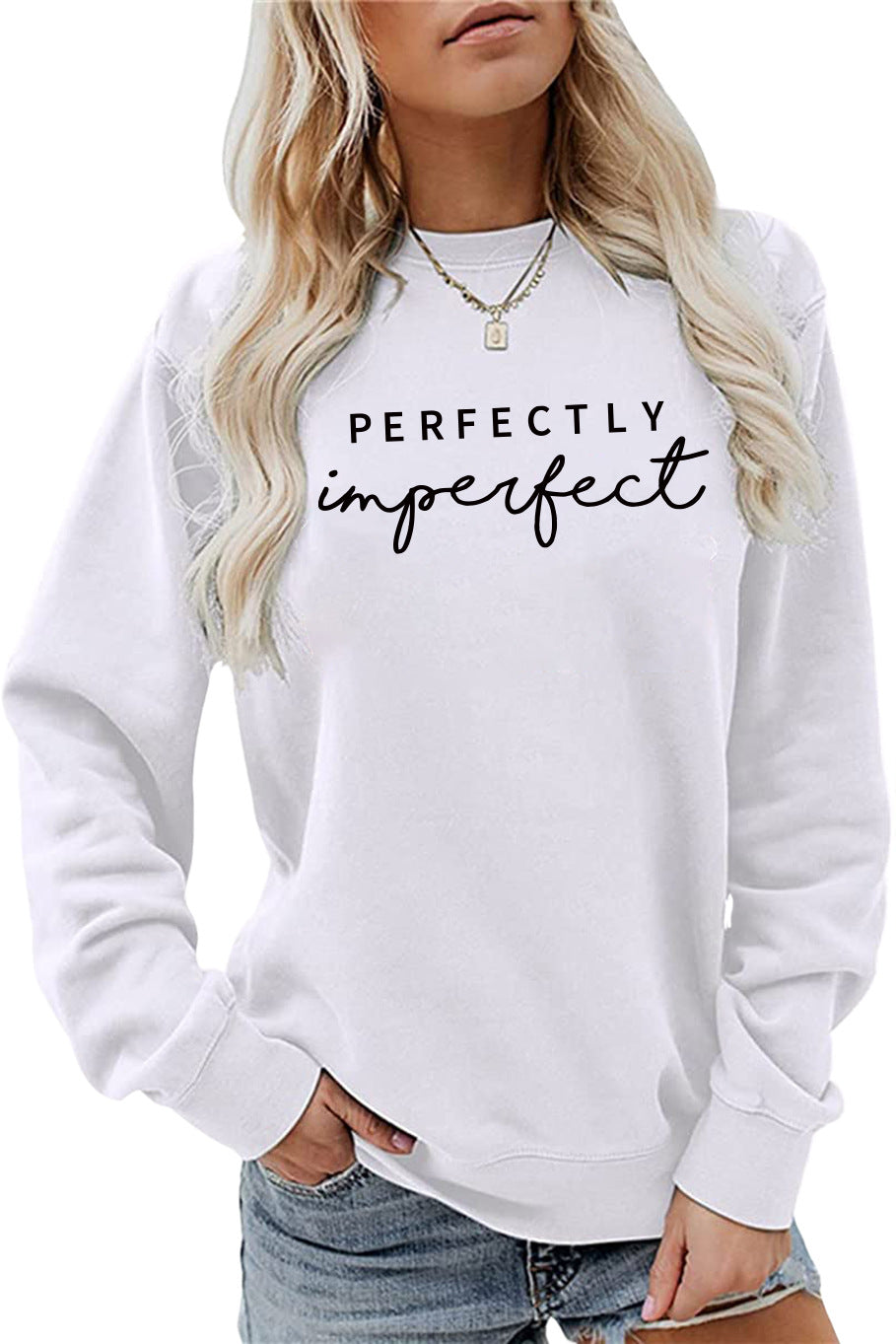 PERFECTLY Imperfect Women's Round Neck Long Sleeve Sweater