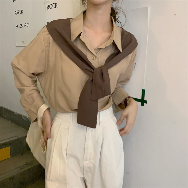 Chic Women's Layered Chiffon Long-Sleeve Shawl Shirt