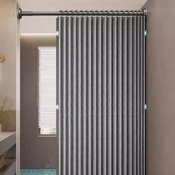 Folding Magnetic Shower Curtain Waterproof and Mildew-resistant Laminated with a Linen-look Finish