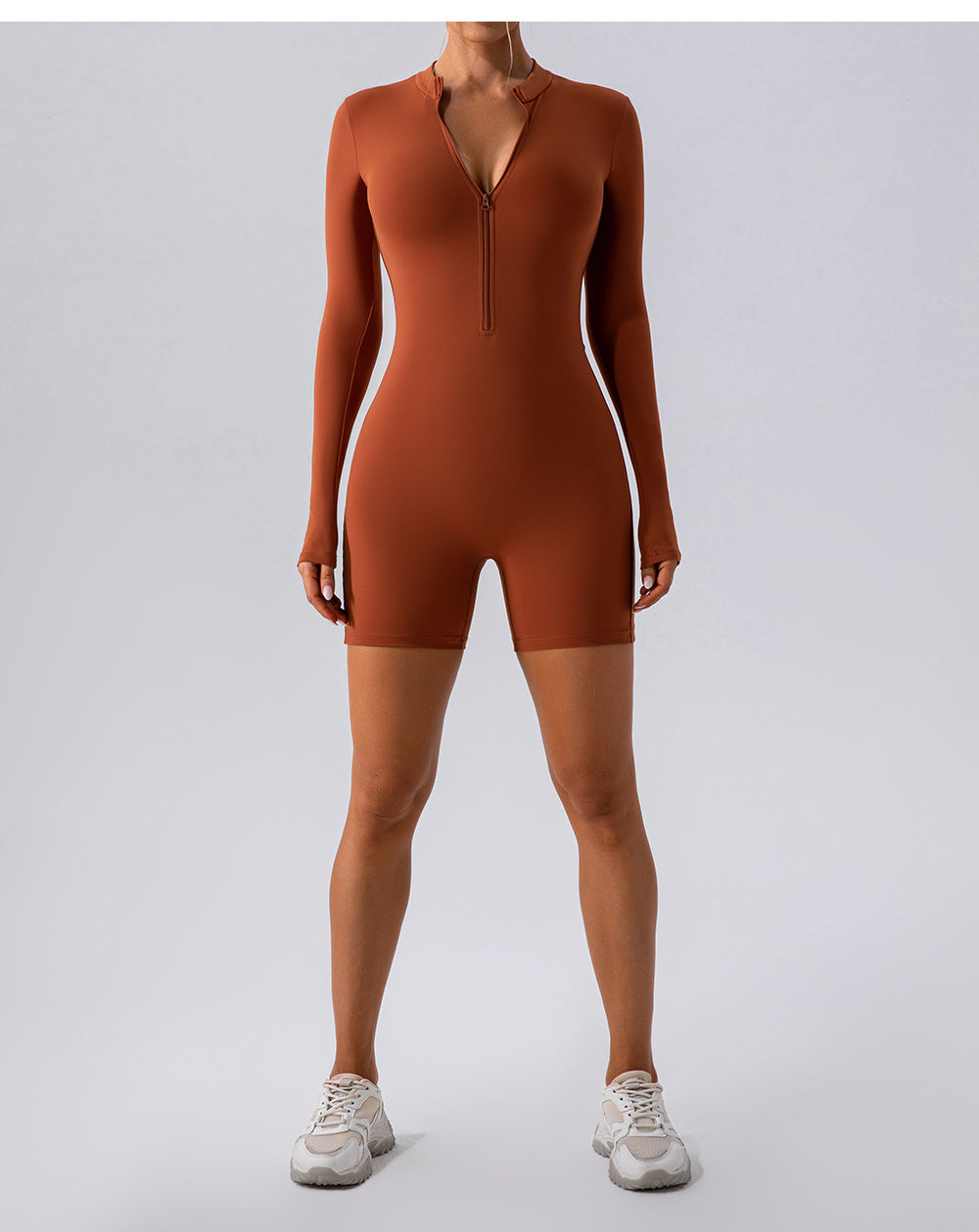 Long-Sleeve Zipper One-Piece Dance & Fitness Romper
