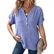 Elegant Casual Button‑Up Short‑Sleeve Top – Light & Comfortable